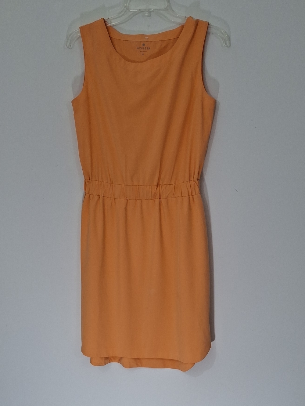 Athleta Sleeveless Coral-Orange Elastic-Waist Dress, Size 4